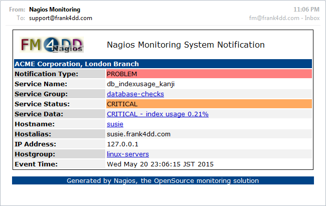 Nagios notification example using multi: service critical